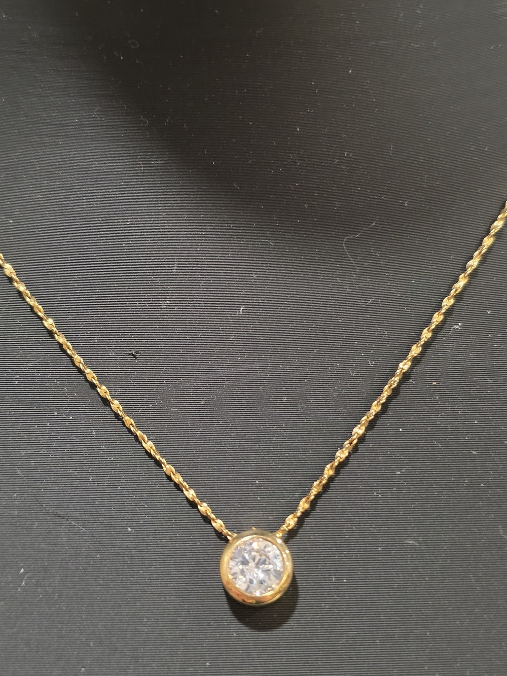 Avon Gold-Tone Necklace with Clear Round Stone - Picture 2 of 6
